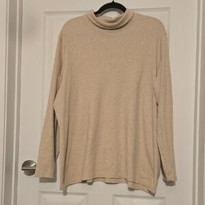Lands' End Beige Cotton Turtleneck